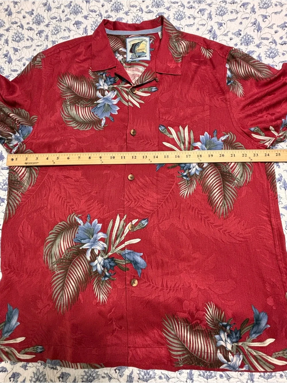 Tommy Bahama Men's L Red Hawaiian Aloha Shirt TB93 25 Years Paradise Floral silk